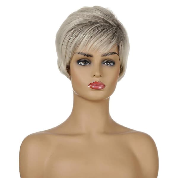 Kvinde Kort Lige Fuld Paryk Lagdelt Pixie Boycut Frisure Synt