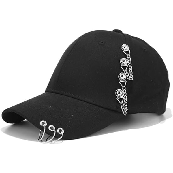 Metal Chain Ring Hip-hop Baseball Cap Couples Plain Adjustable Co