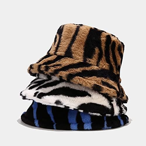 1 stk. Brun, sort og hvid stribet fiskerhat til efterår og vinter