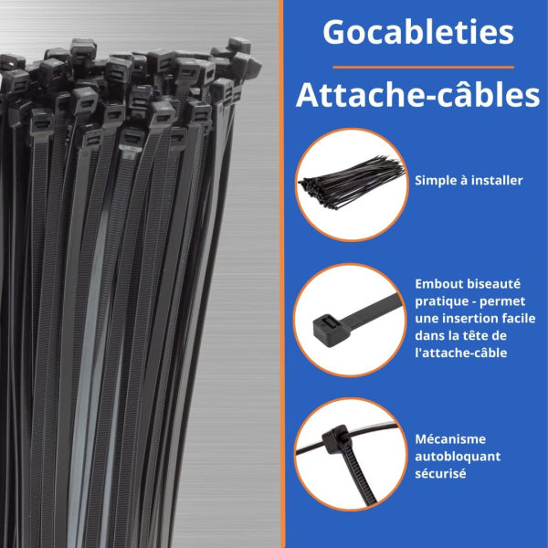 Nylon - 300 mm x 3,6 mm - Svart - UV-beständig kabel T