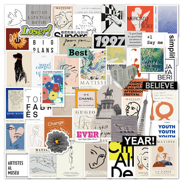 55 stk Pop Art-klistremerker, vanntette vinylklistremer for fanget