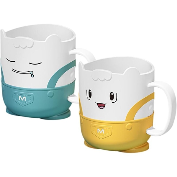 Badrumsmugg, 2-pack Tandborsthållare, Söt Tecknad Tandborstmugg, Tålig Plastmugg, för Pojkar Flickor Daglig Användning