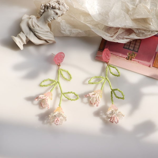 Seed Bead Drop Dangle Örhängen för Kvinnor Flickor, Boho Statement H