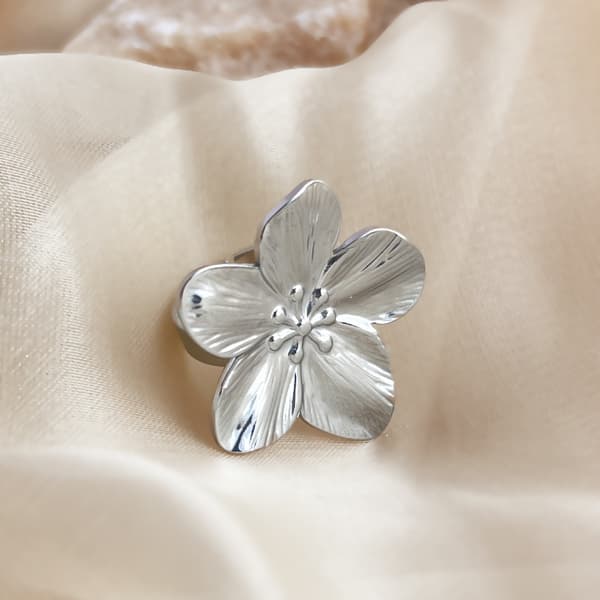 Sølv Blomster Åben Ring Romantisk Finger Bånd Ring Mode Justerbar