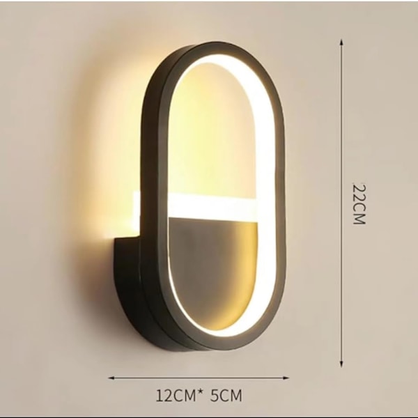 LED Væglampe, 15W Moderne Indendørs Væglampe, Kreativ Metal Væglampe, Soveværelse, Stue (Sort)