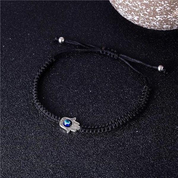 Handgjord snöre ont öga armband för kvinnor män flickor pojkar svart