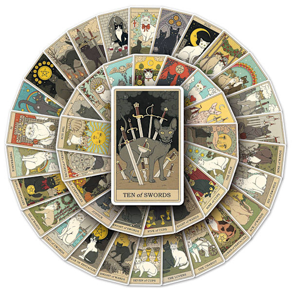78 Kitty Tarot -korttimatkatarra