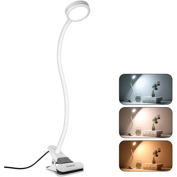 Lamp-Clip LED skrivbordslampa med läsklämma, skrivbord, säng, med ljus