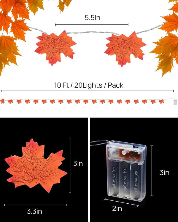 2-pack höstdekorationer för hem, lönnlövstränglampor