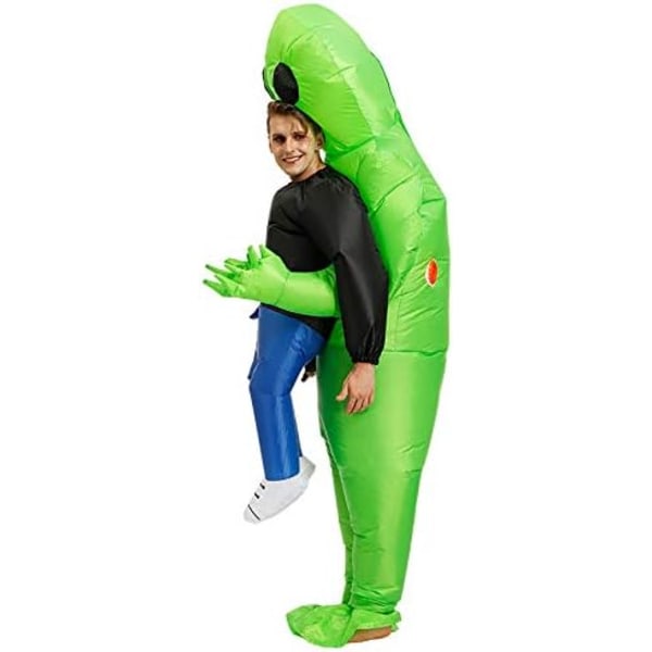 Vuxen Kostym Grön Alien Bär Uppblåsbar Människokostym Rolig Uppblåsbar