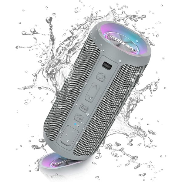 Bärbar trådlös Bluetooth-högtalare, LED-ljus, IPX7 30H uppspelning