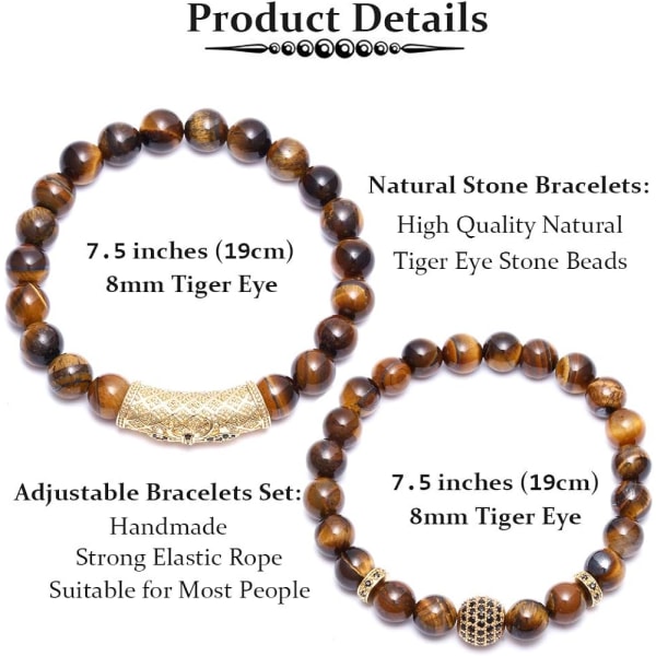 8mm Tiger Eye Stone Beads Armband Elastisk Natursten Yoga BH