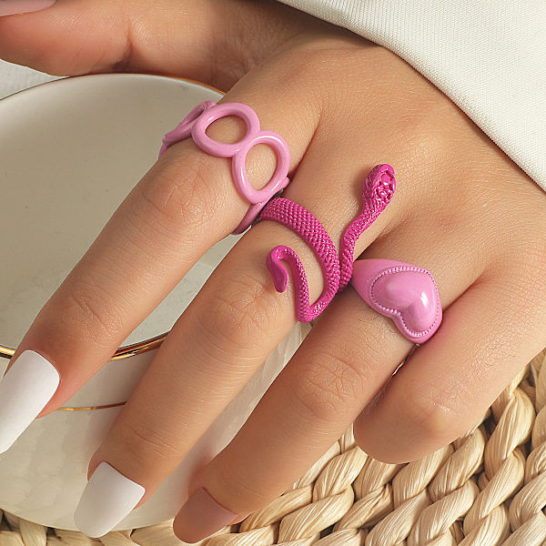 Vacker söt orm finger ring koppar godis färg akryl orm