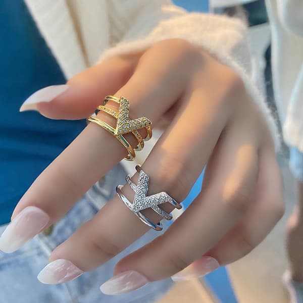 Gull Statement Ringer for Kvinner 14k Gullbelagt Sølv Roségull E