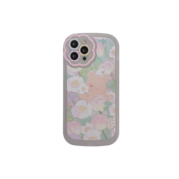 för iPhone 13promax Skal Söt Söt Cartoon Bear Telefonfodral Flowe