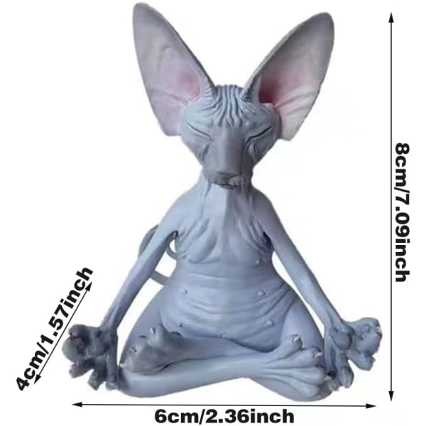 1PC Svart Rustikk Dekorativ Dyr Katt Resin Yoga Pose Statuett