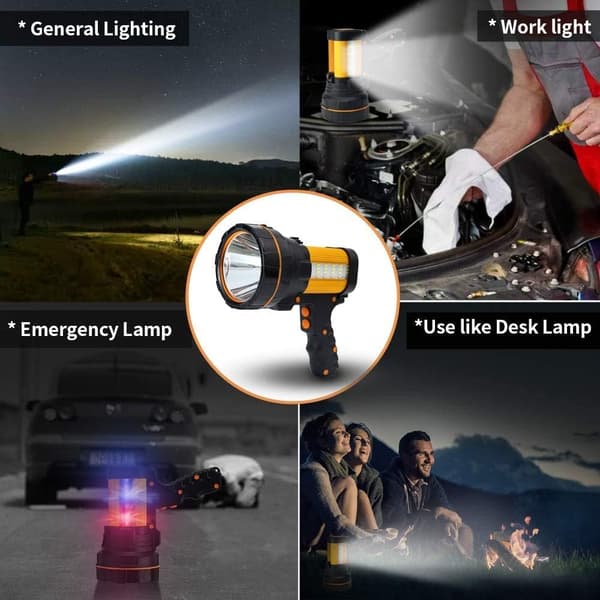 Erittäin tehokas LED-taskulamppu, USB-ladattava taskulamppu, suuri 4