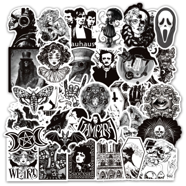 50 st Gothic Sticker Pack, Goth Stickers för tonåringar Vuxna, Waterp
