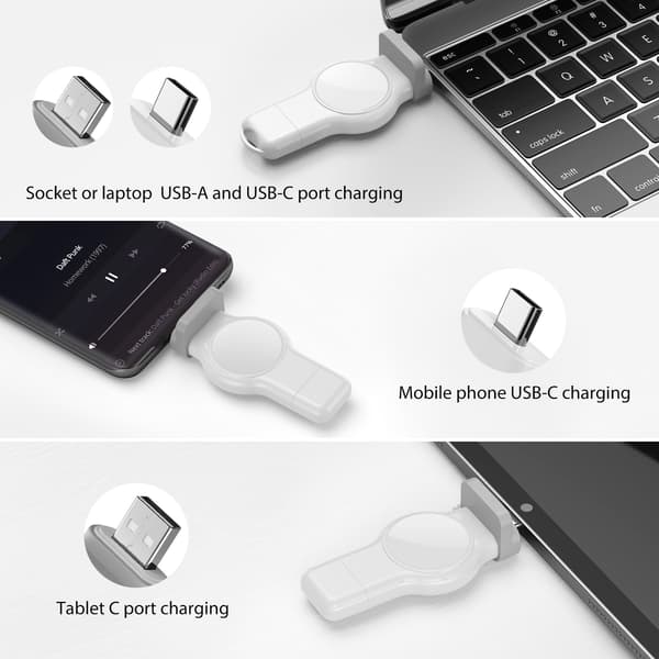 Apple Watch USB magnetisk ladeadapter, USB A/Type C 2-i-1 Con