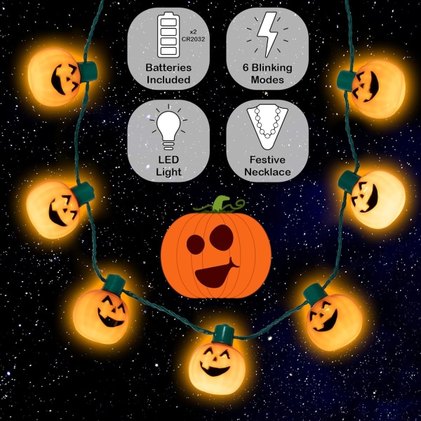 LED Light Up Halloween Pumpkin Jack O Lantern Halskjede Party Favo
