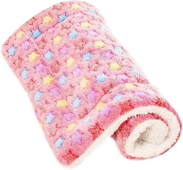 Blødt tæppe til kæledyr, fluffy fleece, blød måtte, pude til killing, stjerne P