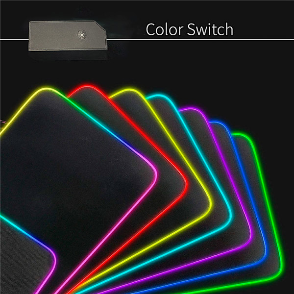 Gaming Musematte, Svart Premium Texture Musematte med 7 Lys