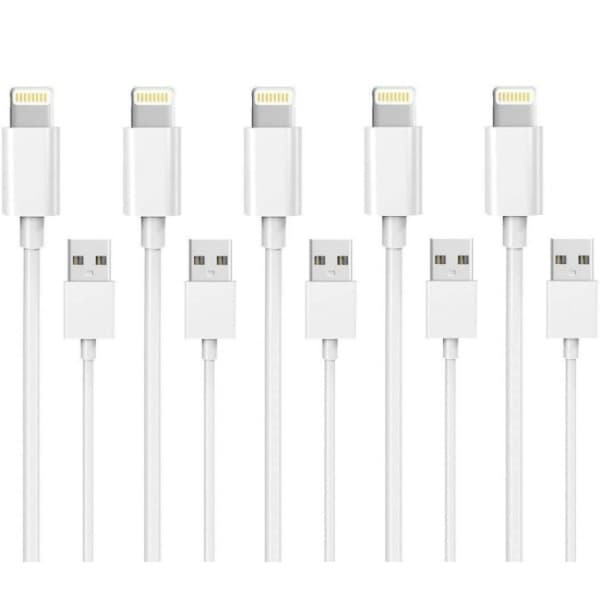 5 stk. 1M Lightning-oplader til iPhone 13/12/11/Xs/Max/X/8/7/6/5/SE