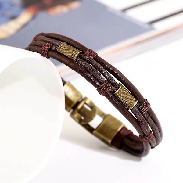 Herre Vintage Læder Armbånd Brun Reb Armbånd Armbånd
