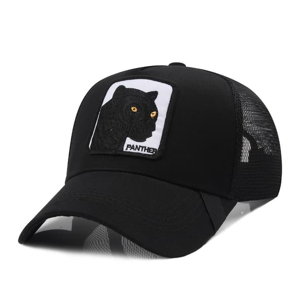 1 stk Mesh Animal Broderet Hat Snapback Hat Black Panther sort
