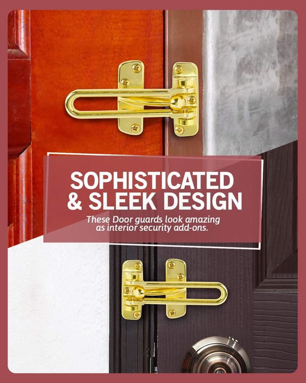 Vridbart Dörrlås, Hållbart Dörrskydd för Fram- och Bakdörrar, Perfekt för Hemsäkerhet (Guld, 2-pack)