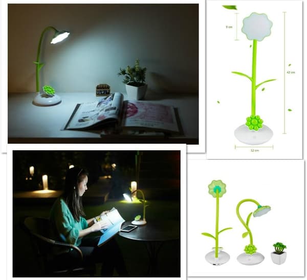 LED-bordlampe til børn, sengelampe med fleksibel læseberøring