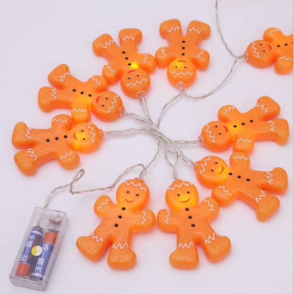 Varmt vita pepparkaksgubbe ljusslingor kan användas för fest, g
