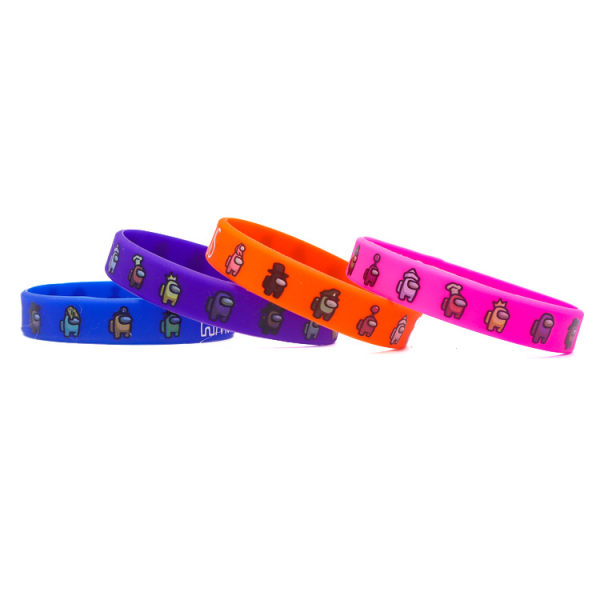 Silicone Wristbands Rubber Bracelets Charms Adult 7Pcs Mixed Colo