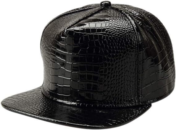 Män Kvinnor PU Läder Hip-Hop Flat Bill Snapback Hat Krokodil Ba