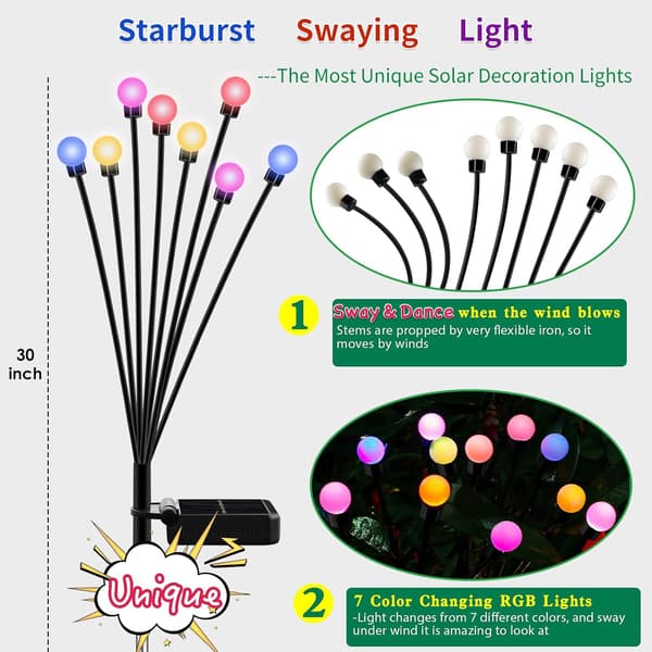 Puutarhavalot, 2 kpl aurinkovalot Firefly 8 LED IP65 vedenpitävä, O