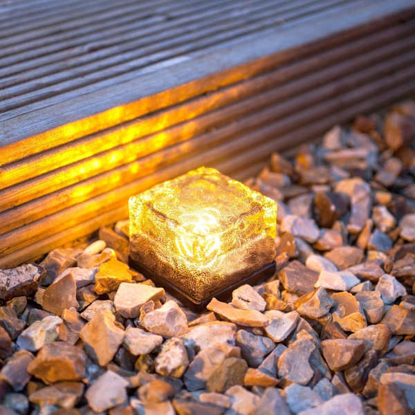 Solcelle Glass Brick Light - Solcelle Isbit LED Lys - Crystal Bric
