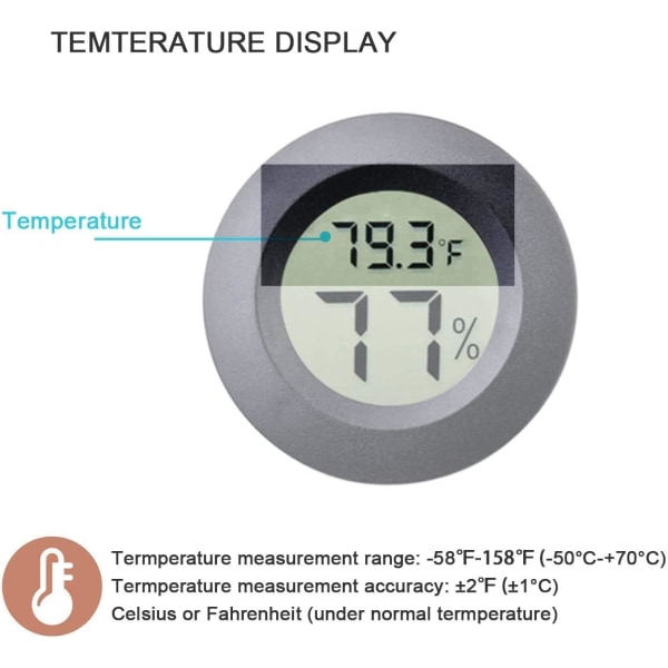 Mini-hygrometrit, digitaalinen LCD-näyttö, sisä- ja ulkoilma