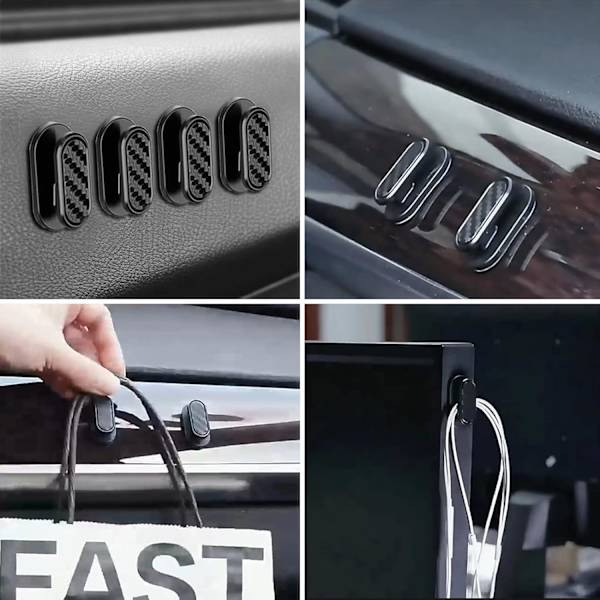 4-pack multifunktionella mini-bilkrokar för bilens baksäte, självhäftande