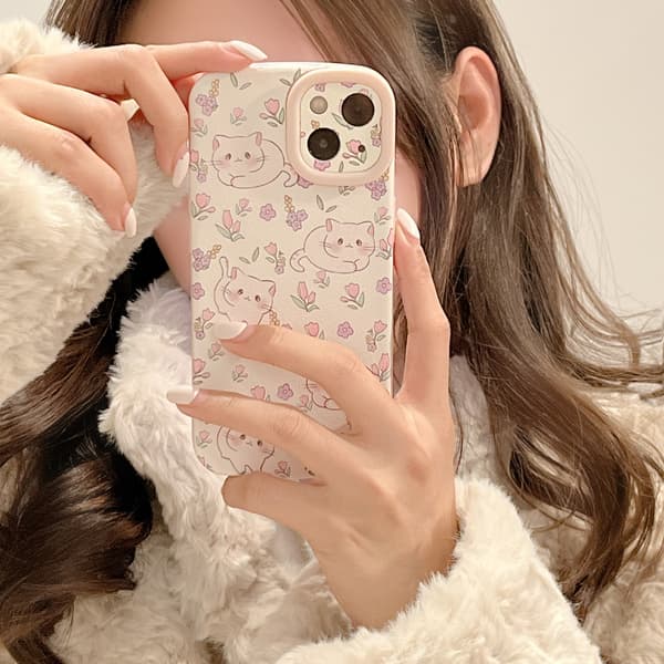 iPhone 13 Pro Max -kotelo, [3D-kameran linssisuoja] Söpö kissa Kitty