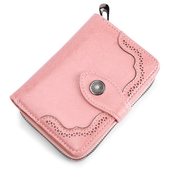Lær Wallets for Women RFID Blocking Zipper Pocket Small Bifol