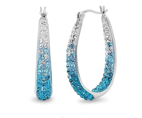 Kristallörhängen - Silverpläterad Inside Out Oval Shape Hoop