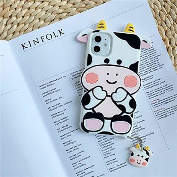 Søt og morsom silikondeksel med karikaturku-design, kult og trendy dyremotiv