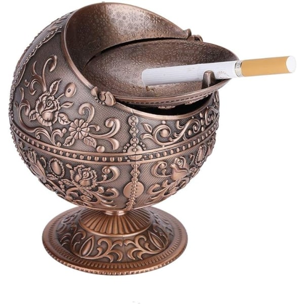 Europeisk Retro Ashtray, Vintage Art Craft Ashtray Metall Rund Bal