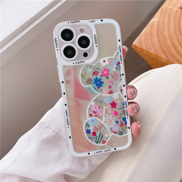 iPhone 13 pro max Laser Bear Telefondeksel, Myk TPU Støtsikker Beskyttelse