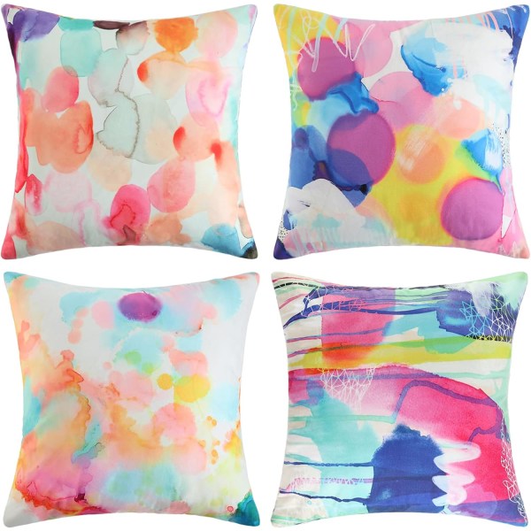 4 kpl värikkäitä tyynyliinoja, koristeelliset tyynyliinat mod