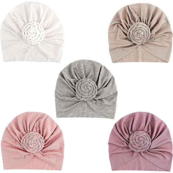 5-delt Baby Turban Hat Turban Bun Knot Baby Baby Beanie Baby Pige