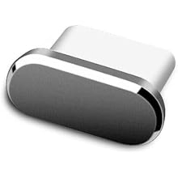 1-pack Silver Type-C Dammskydd Aluminiumlegering Anti-dammplugg för Type-C Laddningsport på Smartphones och Laptops