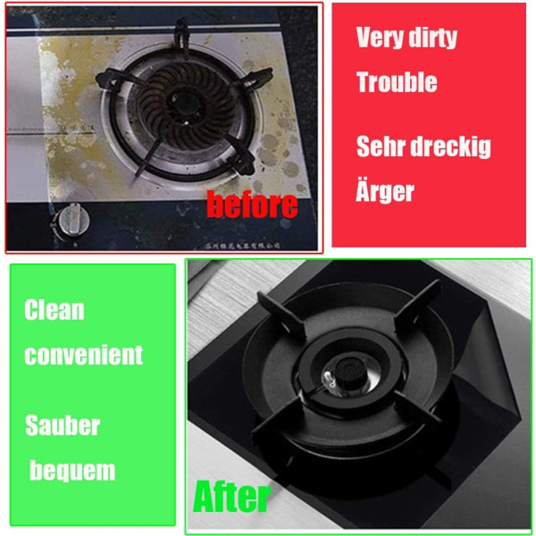 Et sæt med 12 stk. universelle, genanvendelige, non-stick PTFE gaskomfurbeskyttere