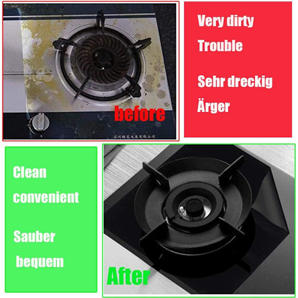 Ett set med 12 universella, återanvändbara non-stick PTFE gasspisplattor
