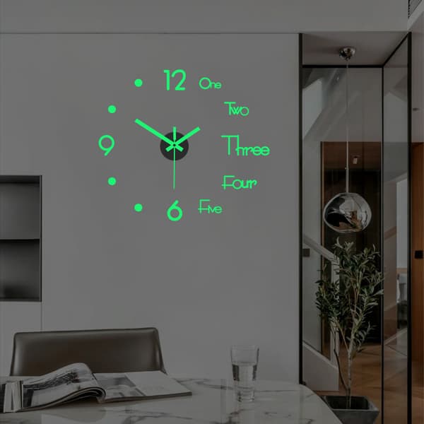 3D DIY Luminous Wall Clock Modern Design Mute Big Digital Acrylic